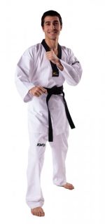 Στολή Taekwondo Victory με μαύρο πέτο, εγκεκριμένο από την WT
