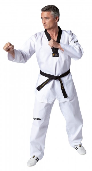Στολή Taekwondo Victory με μαύρο πέτο, εγκεκριμένο από την WT